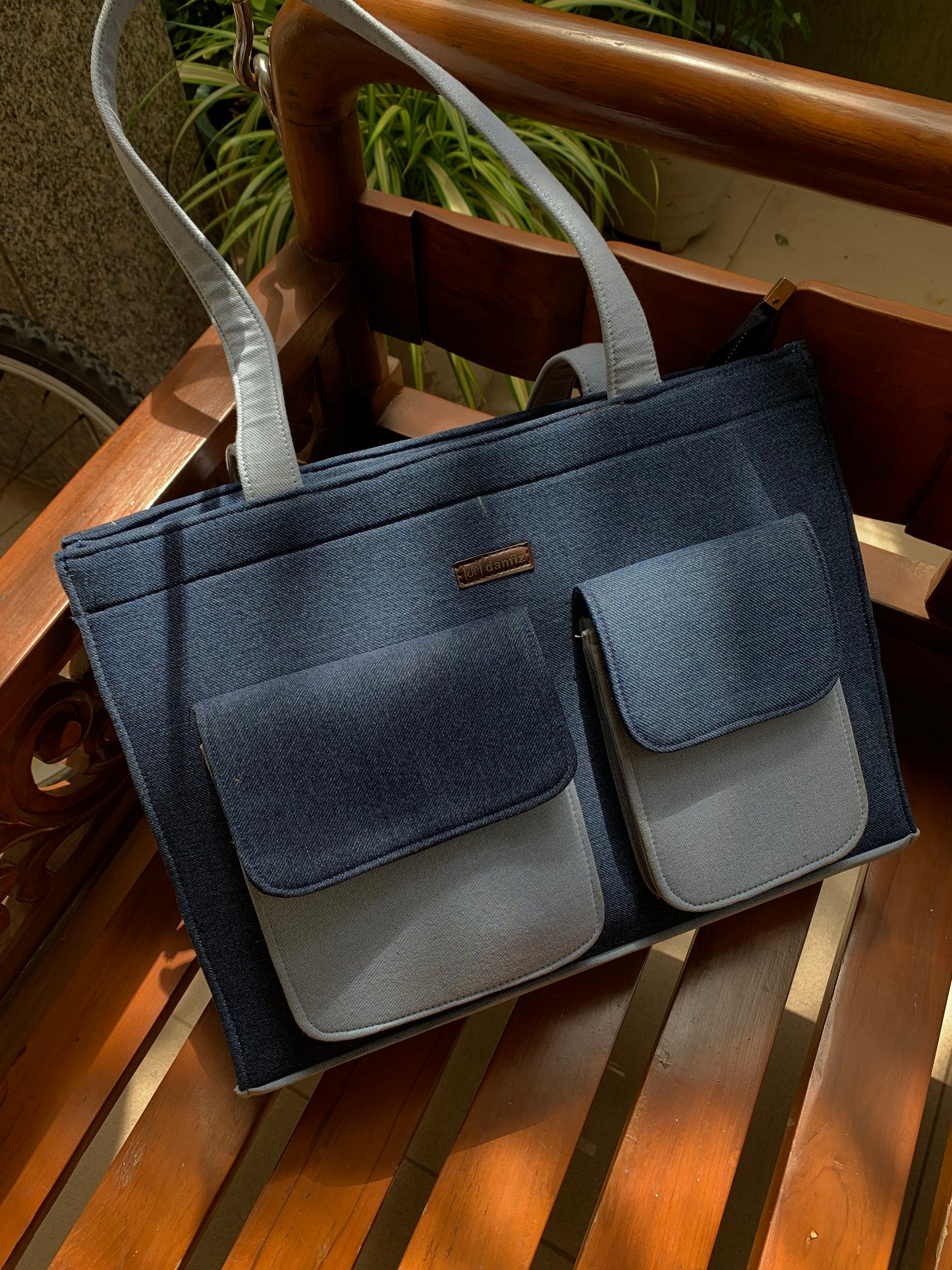 Hues of denim bag