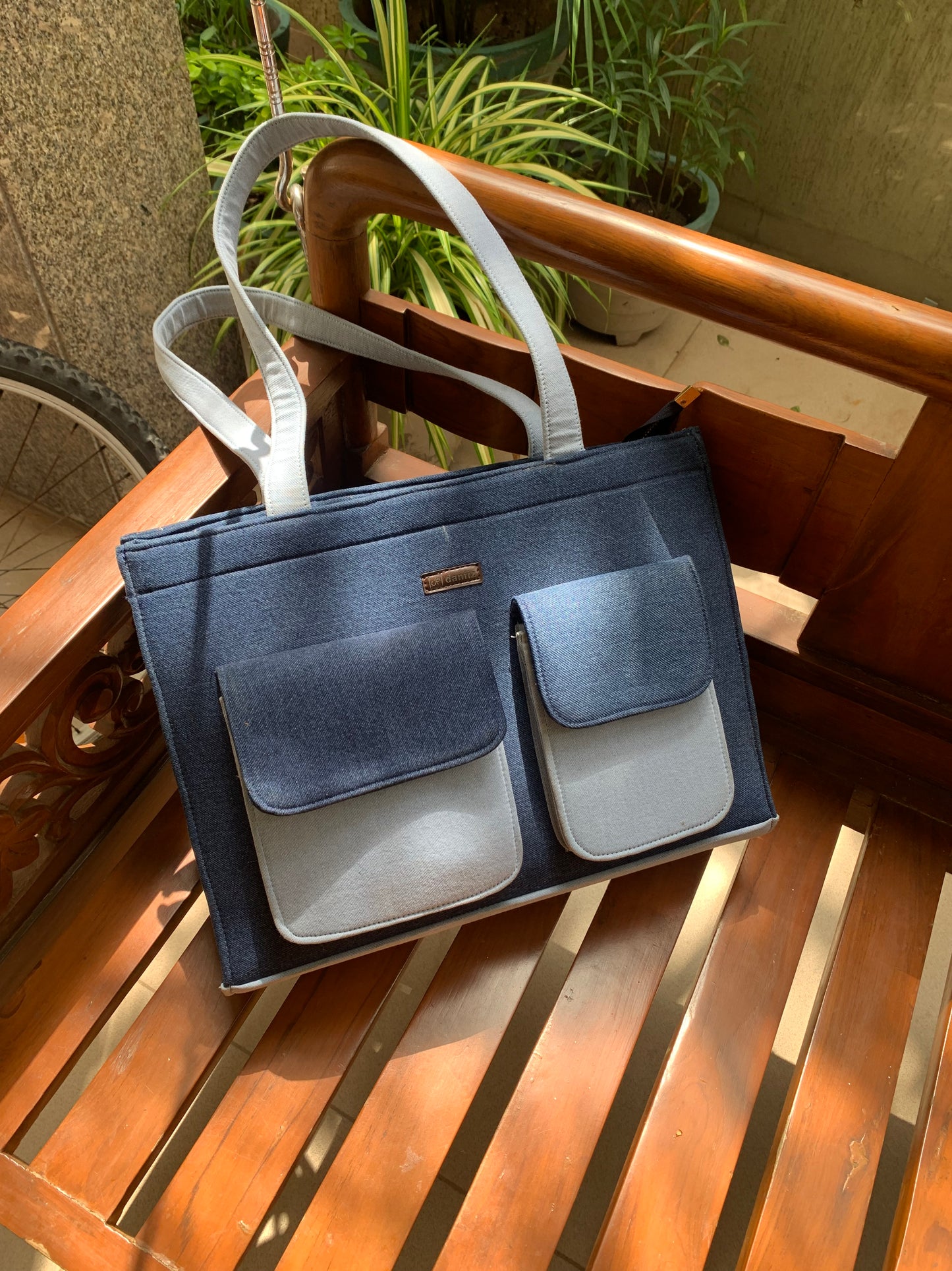 Hues of denim bag